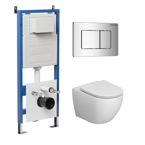 Инсталляция + кнопка смыва + унитаз Grossman Classic 97.4411S.04.10M