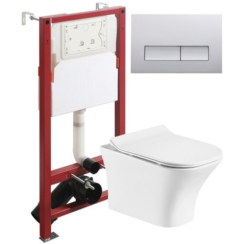 Комплект унитаз с инсталляцией и клавишей смыва Orange CI02-100W+APB200
