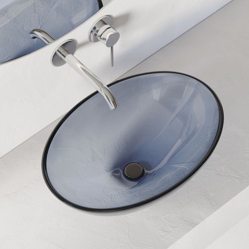 Раковина из полиэфирной смолы Abber Kristall AT2802Saphir 50х40 накладная цвет синий без отверстий под смеситель