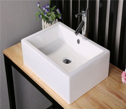 Раковина из сантехнического фаянса CeramaLux 9129 50х40 накладная цвет белый 1 отверстие под смеситель