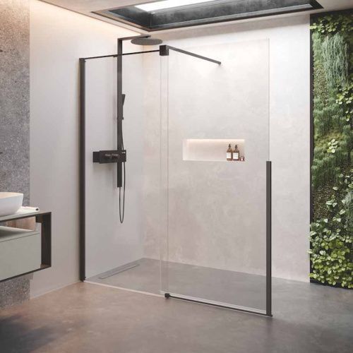 Душевая дверь Novellini H Style HSTYLE140S-1H 140х200 стекло прозрачное профиль черный