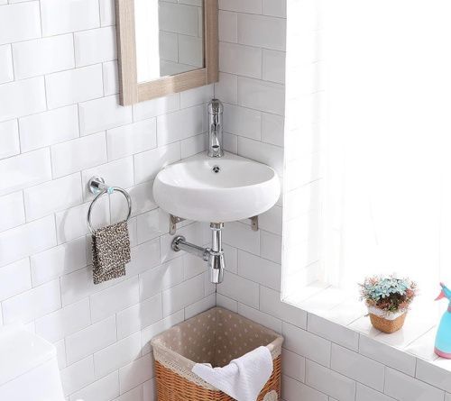 Раковина из сантехнического фаянса CeramaLux 9359 40х40 подвесная цвет белый 1 отверстие под смеситель