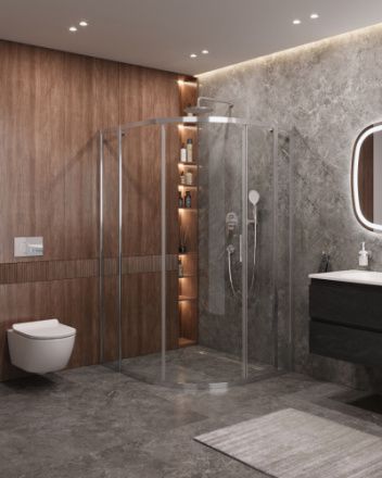 Душевой уголок Cezares MOLVENO MOLVENO-RH-11-120/110-C-Cr-IV 120х110 стекло прозрачное профиль хром без поддона