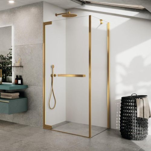 Душевая перегородка Novellini N180 N180FG90-1P 90х200 стекло прозрачное профиль золото