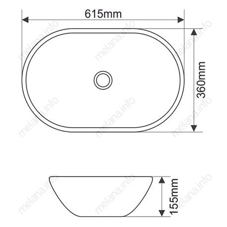 Раковина из сантехнического фарфора Melana 7811AMB-805 60х40 накладная цвет черный без отверстий под смеситель - фото 2