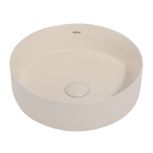 Раковина из сантехнического фаянса Abber BEQUEM AC2108MBE 40х40 накладная цвет бежевый без отверстий под смеситель