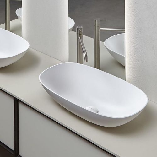 Раковина из искусственного камня Antonio Lupi Velo VELO63 Bianco 40 см накладная цвет белый без отверстий под смеситель