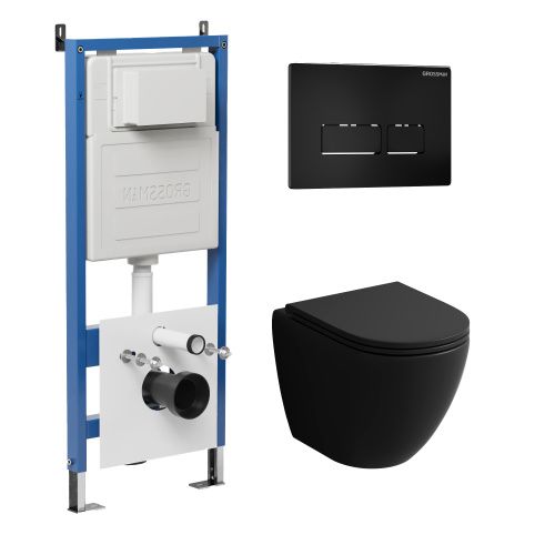 Инсталляция + кнопка смыва + унитаз Grossman Pragma 97.4455BMSQ.03.210
