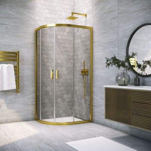 Душевой уголок Vegas-Glass ZS-F TUR+NOVO ZS-F TUR NOVO 120*110 09 07 120х110 стекло тонированное профиль золото без поддона