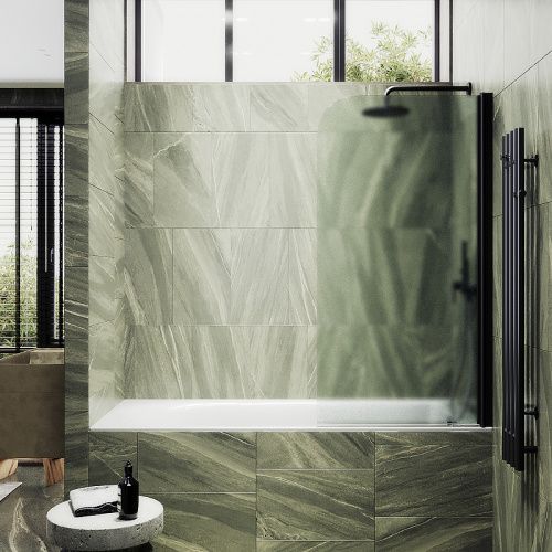 Душевая шторка на ванну Maybah Glass MGV-621-6 80х140 стекло тонированное профиль черный ориентация универсальная