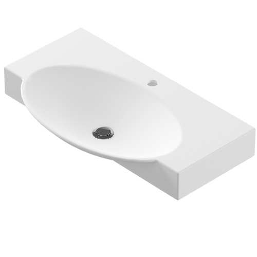 Раковина керамическая Sanita Luxe Infinity WB.FN/Infinity/76-C/WHT.G/S1 80х50 накладная цвет белый 1 отверстие под смеситель