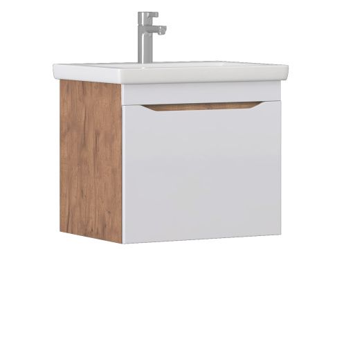 Тумба под раковину Vigo Grani 057 дуб золотой 60х40 подвесная цвет белый/коричневый