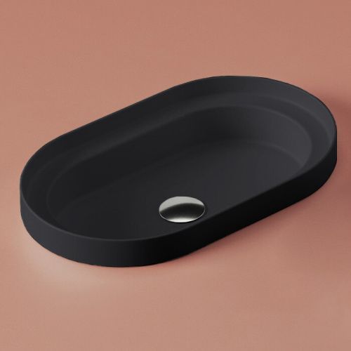 Раковина керамическая Artceram Fuori scala TFL033 17 00 60х40 встраиваемая цвет черный без отверстий под смеситель