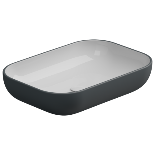 Раковина керамическая GSG Ceramic Design Easy EALAVRE60BI000/028 60х40 накладная цвет белый/черный без отверстий под смеситель