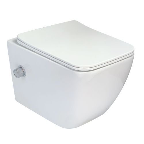 Унитаз подвесной Esbano LEON-WBN ESWBLEONWN белый с сиденьем микролифт безободковый душевой смыв