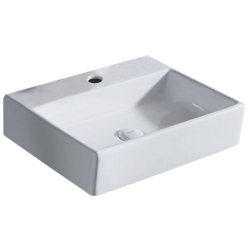 Раковина из сантехнического фаянса Azario AZ-414 50х40 накладная цвет белый 1 отверстие под смеситель
