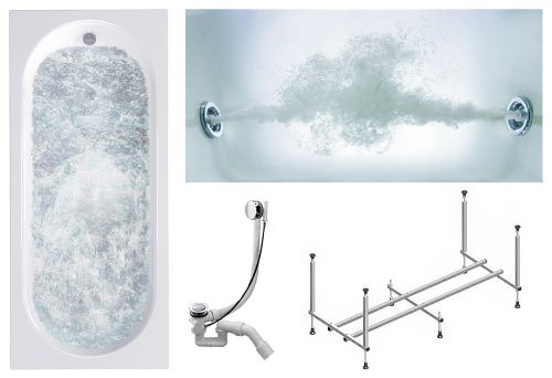 Ванна акриловая гидромассажная Timo ROHA ROHA1770-KT17-SPV1505-T-CM 170х70 пристенная прямоугольная с каркасом