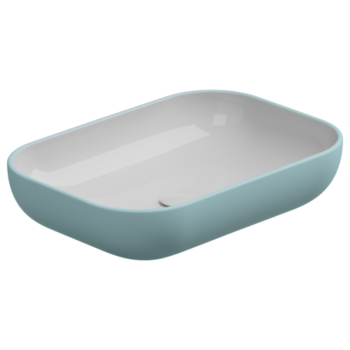 Раковина керамическая GSG Ceramic Design Easy EALAVRE60BI000/037 60х40 накладная цвет белый/голубой без отверстий под смеситель