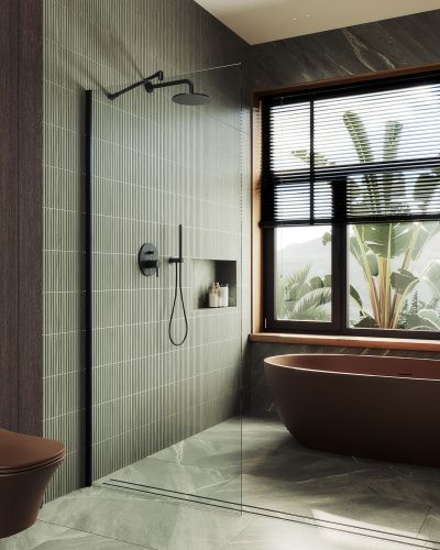 Душевая перегородка Maybah Glass MGD-683-6ш 120х195 стекло прозрачное профиль черный