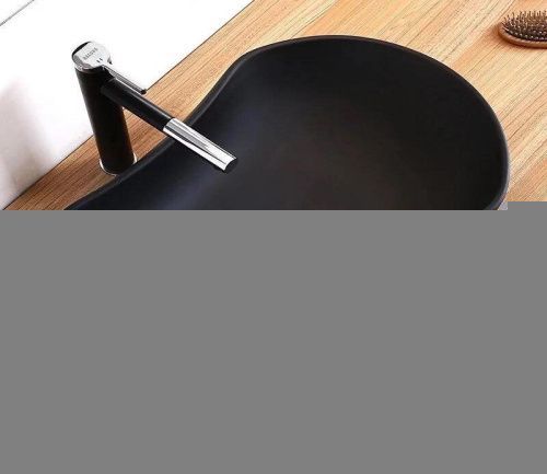 Раковина из сантехнического фаянса CeramaLux 9175MB 70х40 накладная цвет черный без отверстий под смеситель