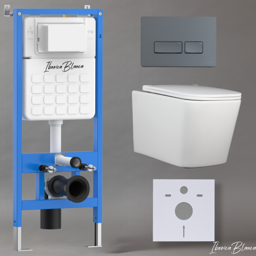 Комплект унитаз с инталляцией и клавишей смыва Iberica Blanca TOLEDO ALTO IB001.TLA.231.218