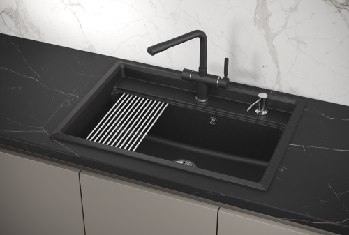 Кухонная мойка Granula Kitchen Space 7301, ЧЁРНЫЙ 75х50 цвет черный поверхность матовая