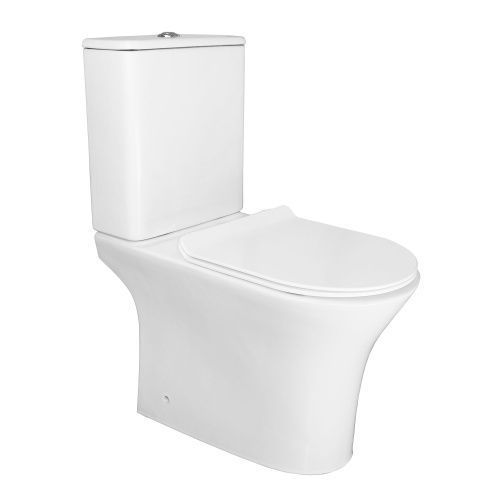 Унитаз-компакт напольный с бачком Azario FRETTA ROUND AZ-1217 + AZ-1216-G белый с сиденьем микролифт безободковый каскадный смыв