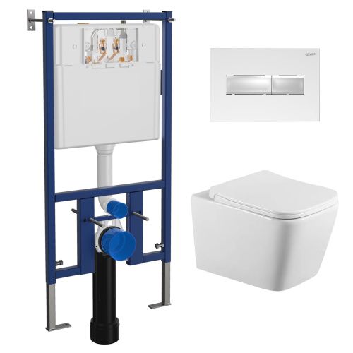 Комплект унитаз с инсталляцией с клавишей смыва Loranto  4501+7320+CS-2216HM