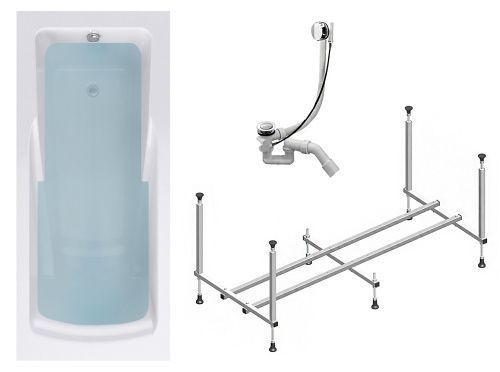 Ванна акриловая Timo HELLA HELLA1775-KT17-SPV1505 170х75 пристенная прямоугольная с каркасом