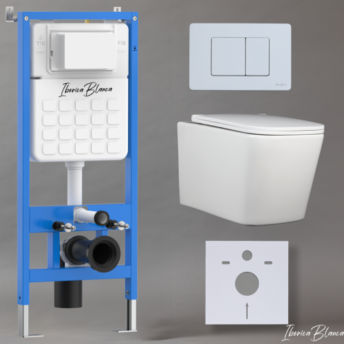 Комплект унитаз с инталляцией и клавишей смыва Iberica Blanca TOLEDO ALTO IB001.TLA.231.111