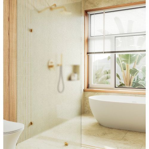 Душевая перегородка Maybah Glass MGD-268-3 80х195 стекло тонированное профиль золото