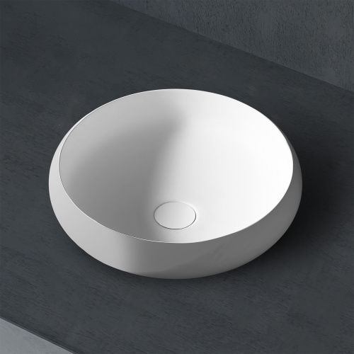 Раковина из искусственного камня Abber STEIN AS2613 40х40 накладная цвет белый без отверстий под смеситель