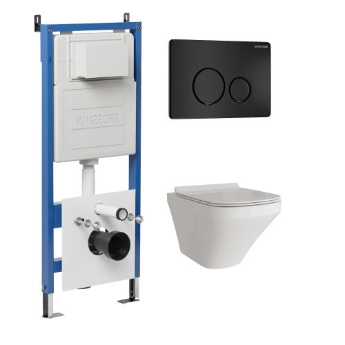 Инсталляция + кнопка смыва + унитаз Grossman Style 97.4440S.05.21M