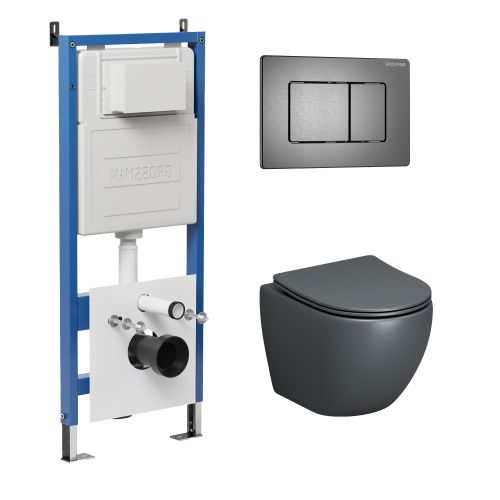 Инсталляция + кнопка смыва + унитаз Grossman Classic 97.4455GMS.04.42M