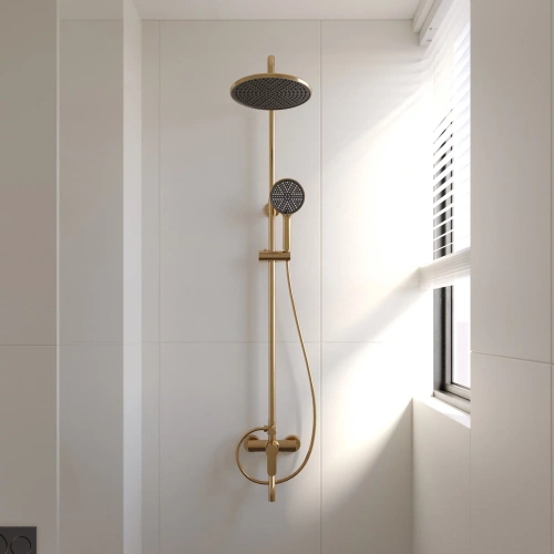 Душевая стойка Veconi TURI TU-100-G-C4 настенная цвет золото