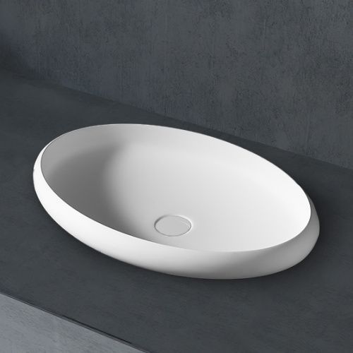 Раковина из искусственного камня Abber STEIN AS2614 60х40 накладная цвет белый без отверстий под смеситель