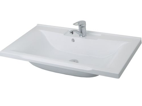 Раковина из искусственного камня Aquaton Премьер (Акватон) 1A702831PR010 80х50 накладная цвет белый 1 отверстие под смеситель