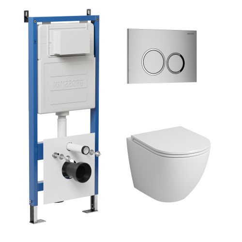 Инсталляция + кнопка смыва + унитаз Grossman Galaxy 97.4455S.01.110