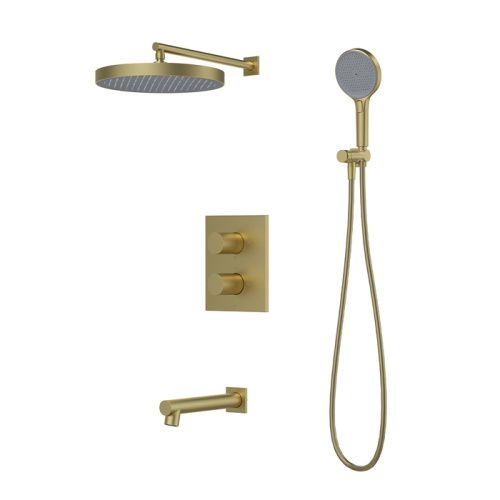 Душевая система Iddis Duna DUNMGSTi68 встраиваемая в стену цвет золото с термостатом