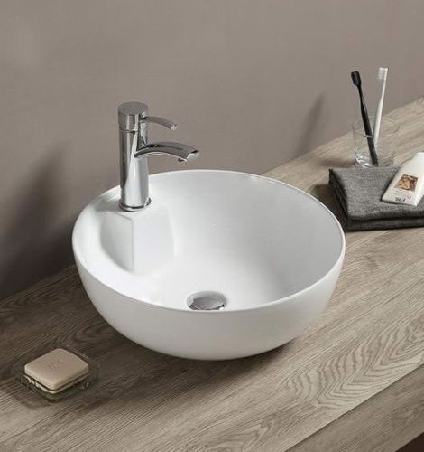 Раковина из сантехнического фаянса CeramaLux 9428 50х50 накладная цвет белый 1 отверстие под смеситель