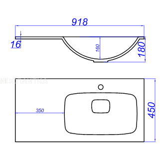 Раковина Aqwella Malaga Mal.09.04.D-R 90 90х50 встраиваемая цвет белый - фото 2