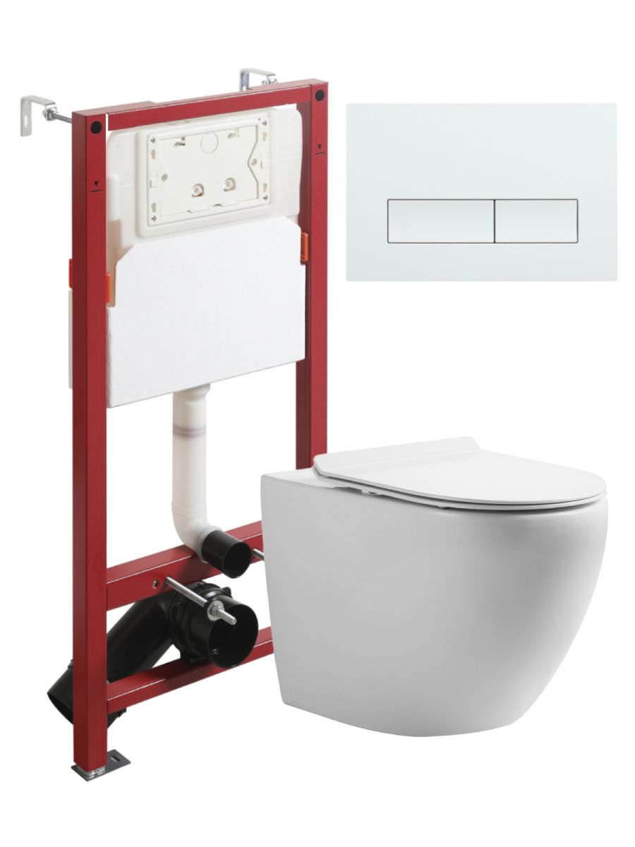 Комплект унитаз с инсталляцией и клавишей смыва Orange CI07-100W+APB288