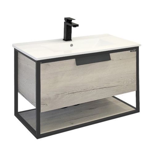 Тумба с раковиной Comforty Бонн 00-00011781CF 90х50 подвесная цвет серый
