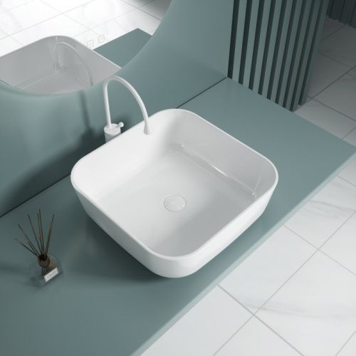 Раковина из сантехнического фаянса Esbano ERCINA-N ESRNERCINW 40х40 накладная цвет белый без отверстий под смеситель