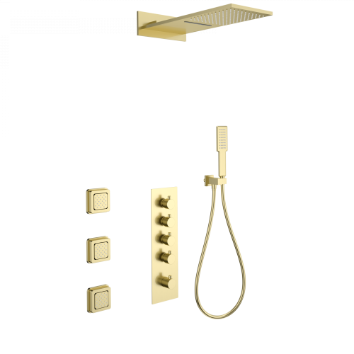 Душевая система Wonzon & Woghand WW-D4100-BG встраиваемая в стену цвет золото с термостатом