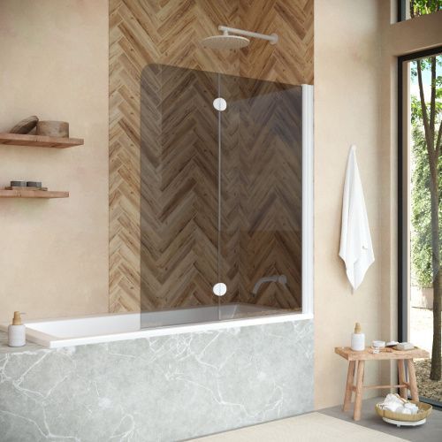 Душевая шторка на ванну Vegas-Glass E2V+E2V NOVO E2V NOVO 120 01 07 R 120х140 стекло тонированное профиль белый ориентация правая