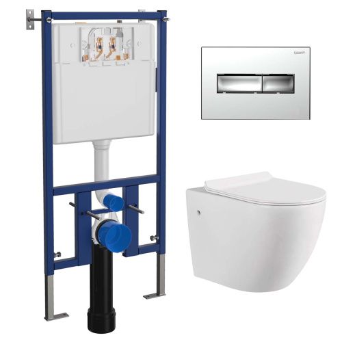 Комплект унитаз с инсталляцией с клавишей смыва Loranto  4501+7322+CS-2003 HM