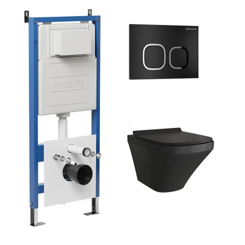 Инсталляция + кнопка смыва + унитаз Grossman Cosmo 97.4440BMS.02.210