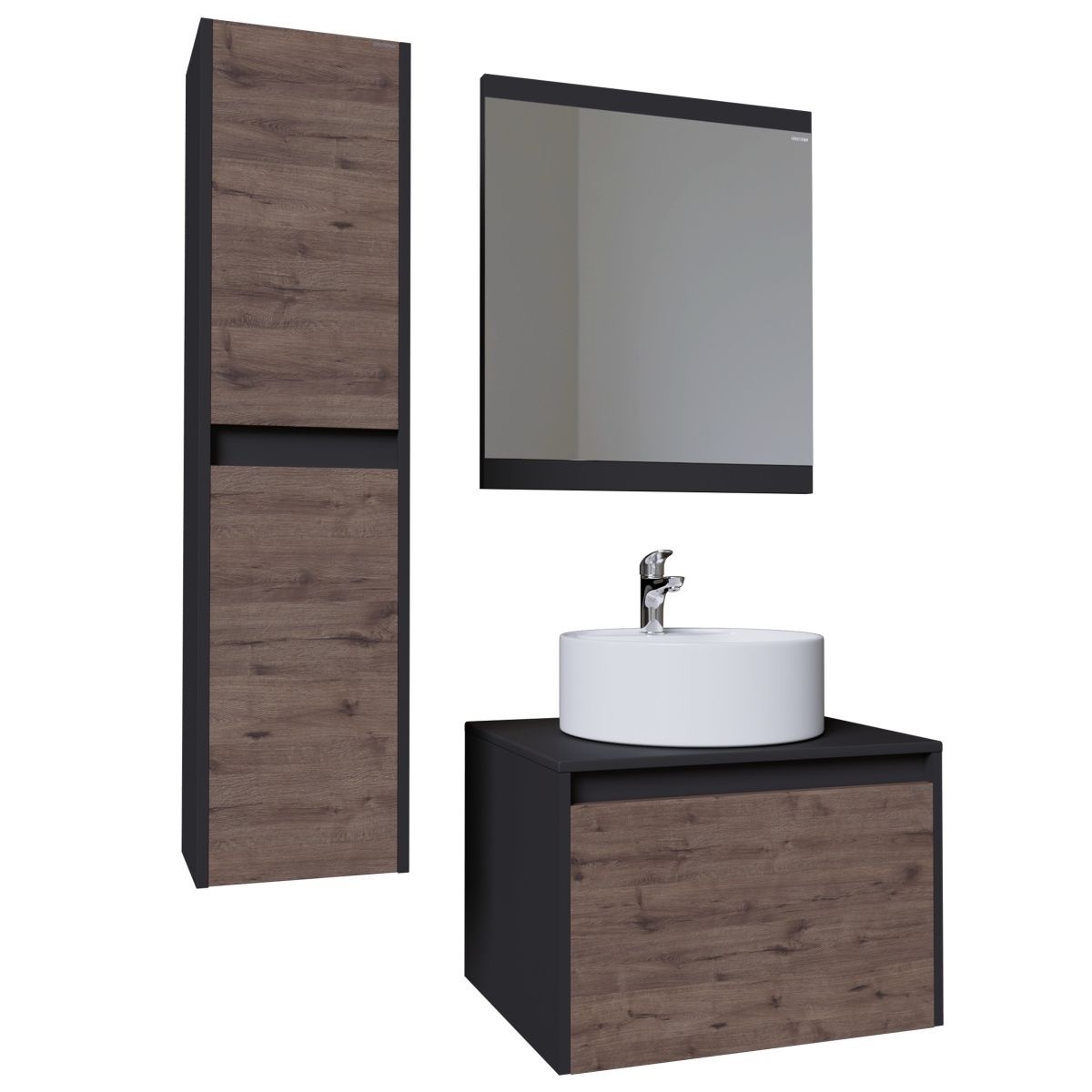 Шкаф-пенал Grossman Смарт 303011 30х120 подвесной цвет коричневый/серый