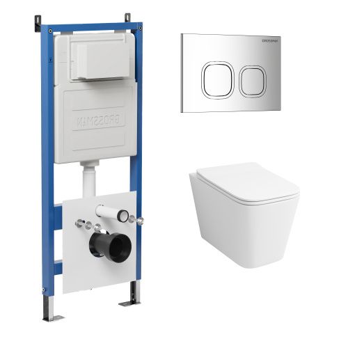 Инсталляция + кнопка смыва + унитаз Grossman Cosmo 97.4441S.02.100